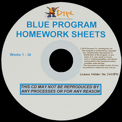 Blue Homework Sheets CD
